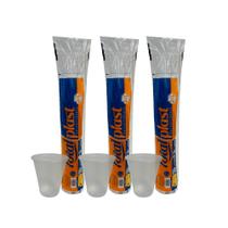 3 Pacotes de Copo de 180ml Transparente PS Totalplast com 100 unidades