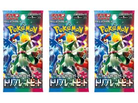 (3 pacotes) Jogo de cartas Pokémon TCG Japanese Scarlet & Violet SV1a Triple Beat Booster