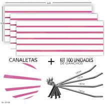 3 Paineis Canaletados -1,22 x 0,61 + 100 Ganchos 15cm + Canaleta Rosa