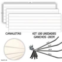 3 Paineis Canaletados -1,22 x 0,61 + 100 Ganchos 20cm + Canaleta Branca