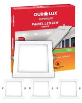 3 Painel LED Ourolux de Embutir 24W Bivolt Cor da Luz 6500K Branco Frio Quadrado