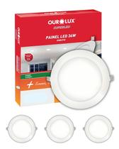 3 Painel LED Ourolux Embutir 36W Bivolt Cor da Luz 2700K Branco Quente Redondo 3 Painel LED Ourolux Embutir 36W Bivolt Cor da Luz 2700K Branco Quente Redondo