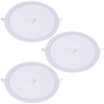 3 Painel Led Sensor Redondo Embutir 18W Branco Frio Avant