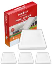 3 Painel Led Sobrepor 12w Bivolt Cor da Luz 4000k Branco Neutro Quadrado Ourolux 3 Painel Led Sobrepor 12w Bivolt Cor da Luz 4000k Branco Neutro Quadrado Ourolux