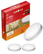 3 Painel Plafon Com Sensor De Presença 18w Cor da Luz 2700k Branco quente Ourolux Sobrepor Bivolt