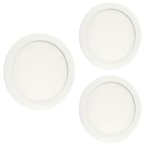 3 Painel Plafon de Led 18w Embutir Redondo 22Cm 3000k