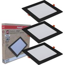 3 Painel Plafon Pop Quadrado Embutir Luz Branco Frio 6500K Bivolt 24w Avant
