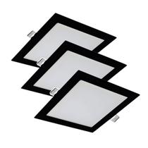 3 Painel Pop Led 18w embutir Quadrado Frio 6500k - preto
