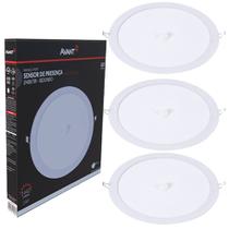 3 Painel Redondo Embutir 24W com Sensor Branco Frio Avant