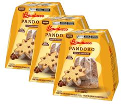 3 Panettone Pandoro Com Gotas Chocolate Bauducco Caixa 550g