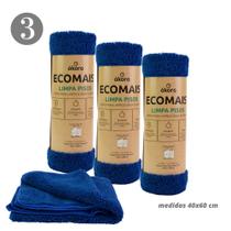 3 Pano de Chão Microfibra Ecomais 40cm x 60cm Azul Toalha de Limpeza Residencial Automotivo Macio 3 Pano de Chão Microfibra Ecomais 40cm x 60cm Azul Toalha de Limpeza Residencial Automotivo Macio