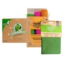 3 Pano Microfibra 30x30cm 1 Ecomais Limpa Vidro Mágico Reutilizável 4 Supergreen Esponja Limpadora