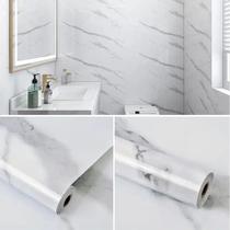 3 Papel De Parede Adesivo P/ Cozinha Marmore Brilhante 5m