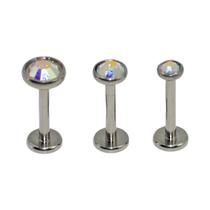3 Pares de Brincos de Titânio com Cristais - Para Hélice, Tragus, Lábio e Cartilagem
