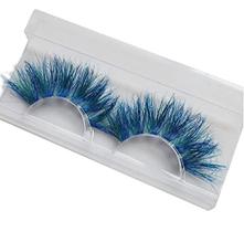 3 pares de cílios azuis 25mm falso vison cílios coloridos maquiagem para festa fantasia de Halloween (azul escuro)