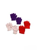 3 Pares De Luvas Infantil Cores Sortidas Feminino Tamanho Único