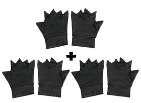 3 Pares De Luvas Pretas Sem Dedo Tendinite Alívio Da Dor Ler