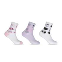 3 Pares de Meia Cano Longo Estampada Feminino - Altomax