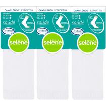 3 pares de meias Selene Cano Longo indicada para Diabéticos Algodão 6301