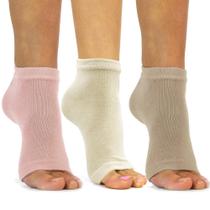 3 pares de meias sem bico Freetoes pêssego, creme e bronzeado 3 pares de meias sem bico Freetoes pêssego, creme e bronzeado