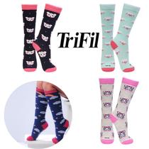 3 Pares Meia 3/4 Cano Longo Alto Galocha Menina Infantil Estampada Colorida Trifil Tamanho:30 a 35 (3 Pares) 3 Pares Meia 3/4 Cano Longo Alto Galocha Menina Infantil Estampada Colorida Trifil Tamanho:30 a 35 (3 Pares)