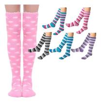 3 Pares Meias Felpuda Feminino Cano Alto Longa Inverno Frio