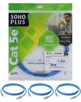 3 Patch Cord U/utp Furukawa Sohoplus Cat5e Cmx 1.5m Azul-Claro 3 Patch Cord U/utp Furukawa Sohoplus Cat5e Cmx 1.5m Azul-Claro