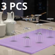 3 Pcs, Base para Secagem de Taças, Bar, 70x50cm, Rosa, Absorvente, Prático e Ecológico - Vila Flor