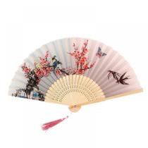 3 Pcs Fã dobrável de mão, estilo vintage chinês, silk fan wi