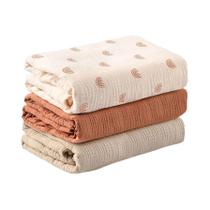 3 Pçs/set Macio Respirável Bebê Receber Cobertor Musselina Swaddle Cobertores