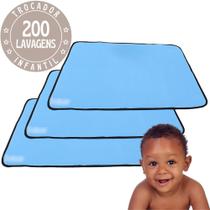 3 pcs Trocadores Portáteis 100x70 Bebê Absorvente Acolchoado Multiuso - Azul - Vila Flor