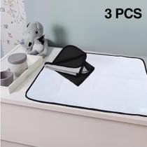 3 pcs Trocadores Portáteis 100x70 Bebê Absorvente Acolchoado Multiuso - Branco com Borda Preta