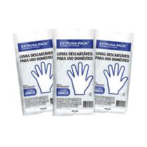 3 Pct Luvas Descartáveis Plástica Uso Doméstico C/ 100 Cada