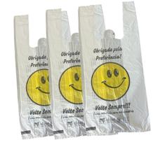 3 pct sacola plástica 30x40 volte sempre smile biodegradável