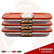 3 Peça Refratária de Vidro 3L Retangular Panqueca Lasanha Assados