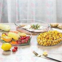 3 peça Travessa 3L Oval Grande De Vidro Cozinha Casa Servir Doces