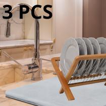 3 Peças, Base para Escorredor de Louça, 70x50cm, Branco, Alta Absorção - Vila Flor