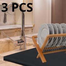 3 Peças, Base para Escorredor de Louça, G, 70x50cm, Preto, Alta Absorção - Vila Flor 3 Peças, Base para Escorredor de Louça, G, 70x50cm, Preto, Alta Absorção - Vila Flor