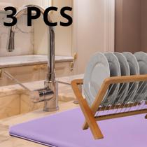 3 Peças, Base para Escorredor de Louça, G, 70x50cm, Rosa, Alta Absorção - Vila Flor 3 Peças, Base para Escorredor de Louça, G, 70x50cm, Rosa, Alta Absorção - Vila Flor