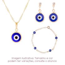 3 Peças! Colar + Pulseira + Brinco Olho Grego - Sunshine
