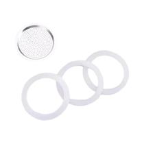 3 Peças De Juntas De Silicone 1 Peça De Filtro De Alumínio Substituição Para Cafeteira Moka Para
