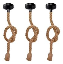 3 Peças Pendente Corda Retro Vintage Rustic Amarelo 110V/220