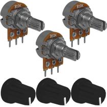 3 Peças Potenciômetro Linear 10k Com Knob 3 Peças Potenciômetro Linear 10k Com Knob