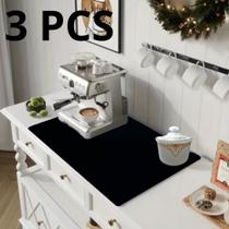 3 Peças, Protetor Base de Superfície para Cafeteira, 70x50cm, Preto, Lavável, Organize com Estilo 3 Peças, Protetor Base de Superfície para Cafeteira, 70x50cm, Preto, Lavável, Organize com Estilo