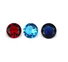 3 Pedras Zircônias Redonda Para Pingente Anel Brinco 5 mm Cores Azul Clara, Azul e Vemelha Alta qualidade