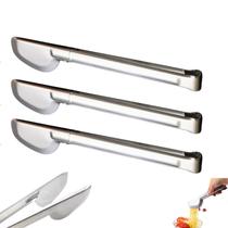 3 Pegadores Universal Longo Inox Multiuso Buffet Salada 28cm