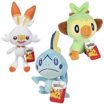 3 Pelúcias Pokémon: Grookey, Sobble e Scorbunny