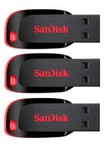 3 Pen Drive Sandisk USB 64GB Cruzer Lâmina 2.0 Flash Drive Memory