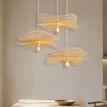 3 Pendente Bambu De Fibra Natural Boho Sala Nat64 + Led