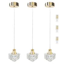 3 Pendente De Cristal Detalhe Dourado Cabeceira Bet42 + Led 3 Pendente De Cristal Detalhe Dourado Cabeceira Bet42 + Led